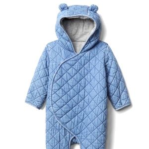 Baby quilted chambray bear one piece